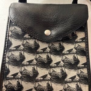 Pierangelo Masciadri Silk & Leather Crossbody Pochette Bag Double Flap Pockets